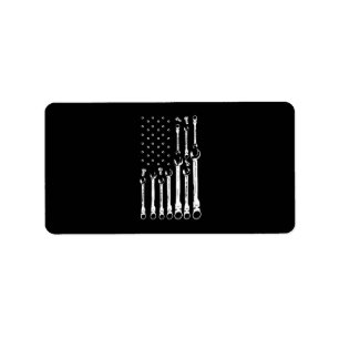 Etiqueta Bandera Mecánica Mecánica Americana Bandera Patrió