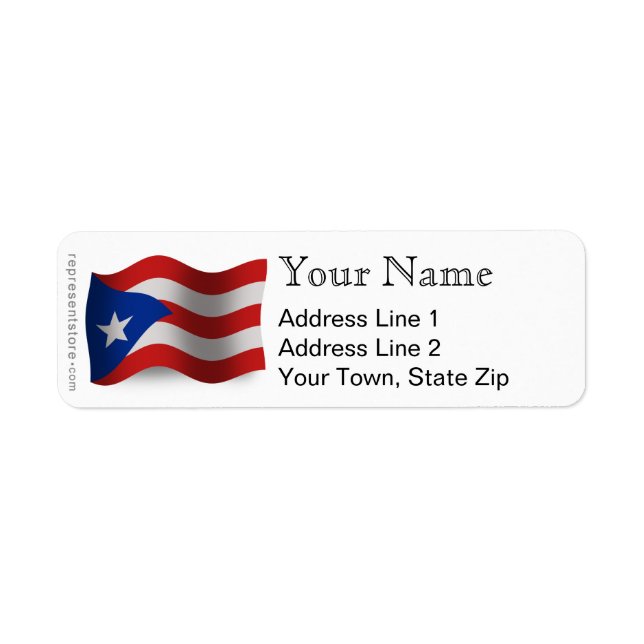 Etiqueta Bandera ondulada de Puerto Rico (Frente)