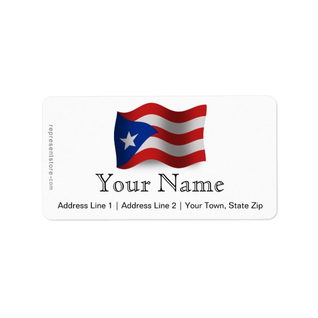 Etiqueta Bandera ondulada de Puerto Rico (Frente)