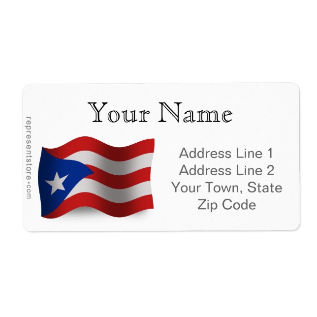 Etiqueta Bandera ondulada de Puerto Rico (Frente)