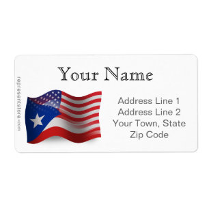 Etiqueta Bandera ondulada puertorriqueña-americana