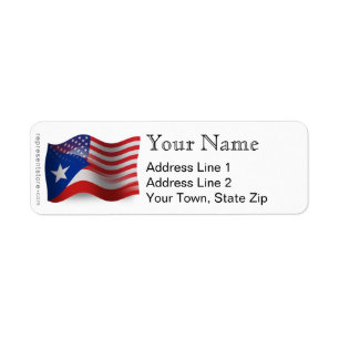 Etiqueta Bandera ondulada puertorriqueña-americana