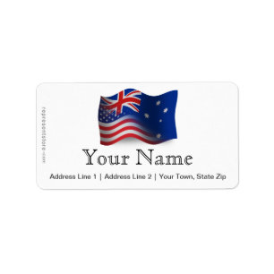 Etiqueta Bandera ondulante australiana-americana