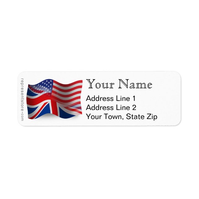 Etiqueta Bandera ondulante británica-estadounidense (Frente)