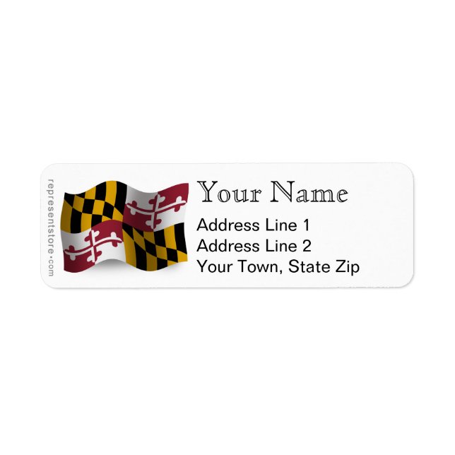 Etiqueta Bandera ondulante de Maryland (Frente)