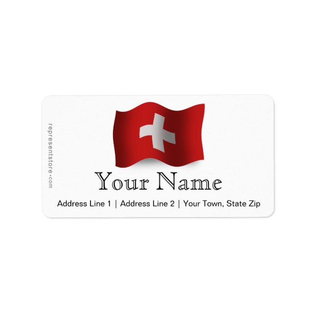 Etiqueta Bandera ondulante de Suiza (Frente)