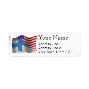 Etiqueta Bandera ondulante finlandesa-americana