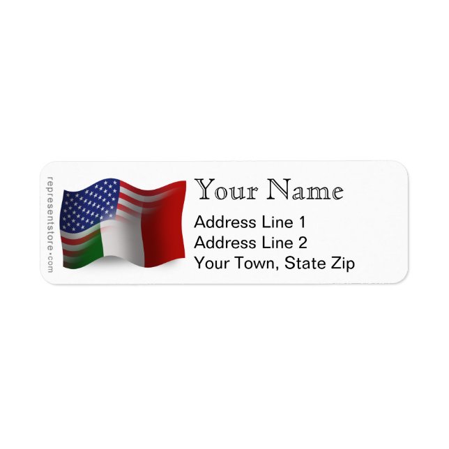 Etiqueta Bandera ondulante italiana-americana (Frente)