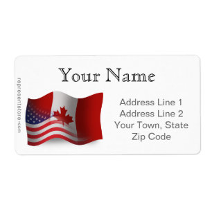 Etiqueta Bandera que agita Canadiense-Americana