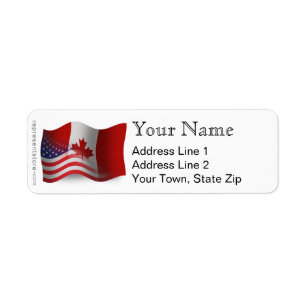 Etiqueta Bandera que agita Canadiense-Americana