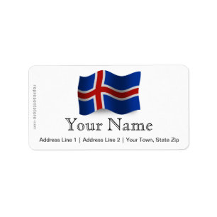 Etiqueta Bandera que agita de Islandia