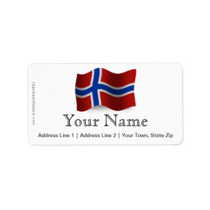 Etiqueta Bandera que agita de Noruega