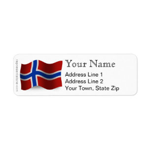 Etiqueta Bandera que agita de Noruega