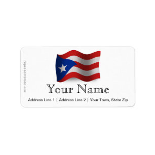 Etiqueta Bandera que agita de Puerto Rico