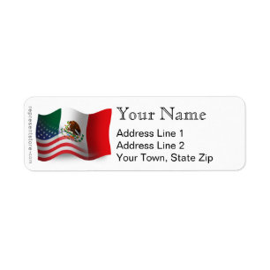 Etiqueta Bandera que agita mexicana-americano
