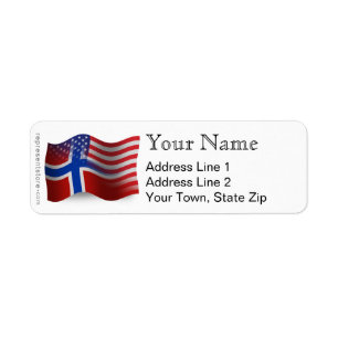 Etiqueta Bandera que agita Noruego-Americana