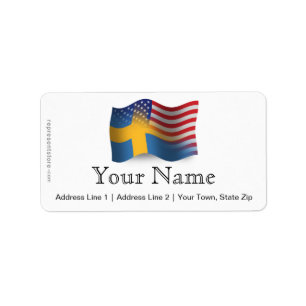 Etiqueta Bandera que agita Sueco-Americana