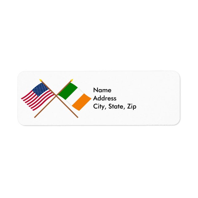Etiqueta Banderas cruzadas de Estados Unidos e Irlanda (Frente)
