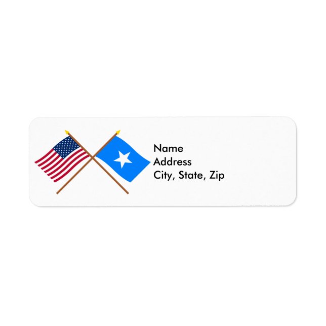 Etiqueta Banderas cruzadas de Estados Unidos y Somalia (Frente)