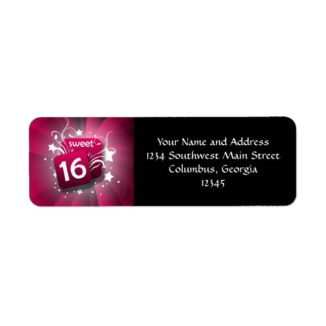 Etiqueta Bañeras y estrellas brillantes rosas dulces 16 (Frente)