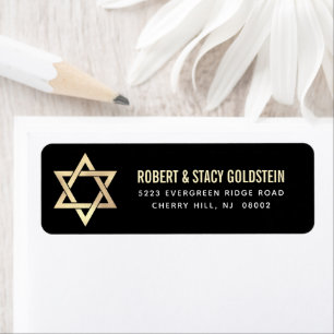 Etiqueta Bar Mitzvah Black Gold Bold dirección de retorno s