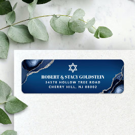 Etiqueta Bar Mitzvah Navy Blue Ombre Agate Dirección de Ret