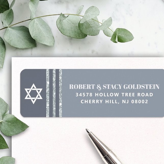 Etiqueta Bar Mitzvah Negrita Gris Talit Dirección de Devolu (Subido por el creador)