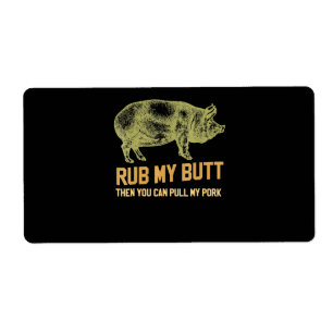 Etiqueta Barbacoa   BBQ Grill Pig Funny Pork Id Humo Que As