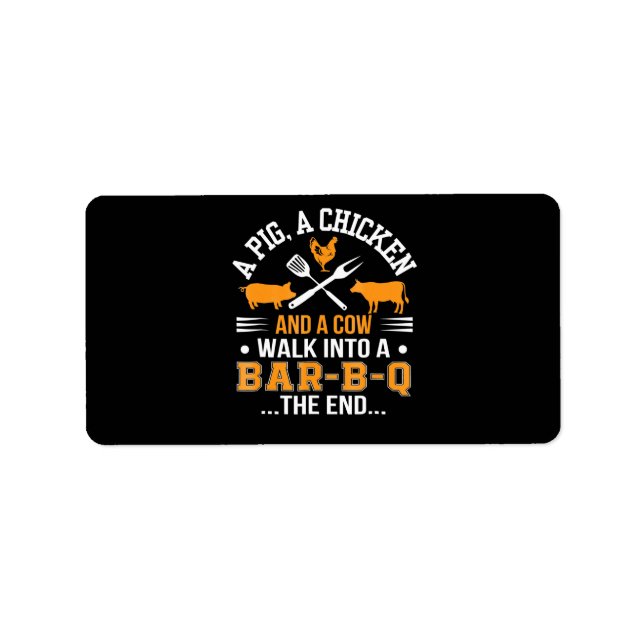 Etiqueta Barbacoa | BBQ Lover Pig Chicken Cow Caminar hacia (Frente)