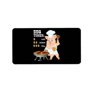 Etiqueta Barbacoa   BBQ Timer Pig Grill Barbecue Beer Lover
