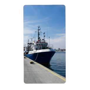 Etiqueta Barco de pesca en amarre