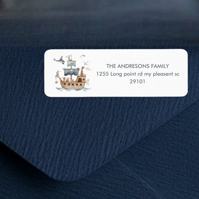 Etiqueta Barco pirata con Fiesta de niños animales (Subido por el creador)