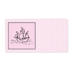 Etiqueta Barco pirata. Negro y rosa