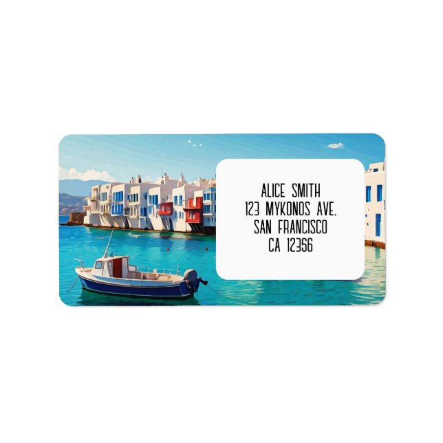 Etiqueta Barcos de las islas griegas Mykonos (Frente)