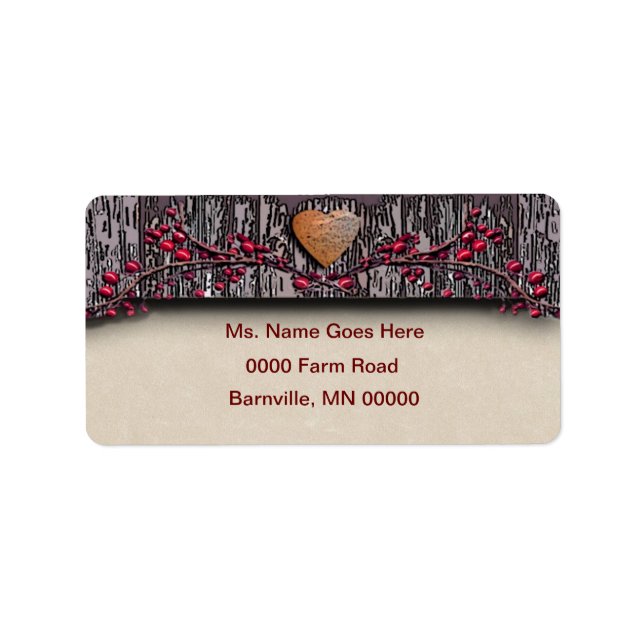 Etiqueta Barn Boards Rusted Heart (Frente)