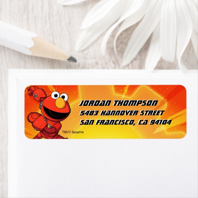 Etiqueta Barrio Sésamo | Mecha Builders Elmo (In situ)