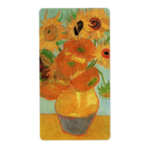 Etiqueta Base con doce girasoles de Vincent van Gogh