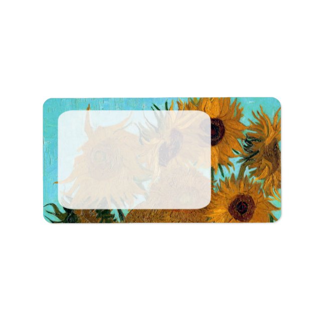 Etiqueta Base con doce girasoles de Vincent van Gogh (Frente)