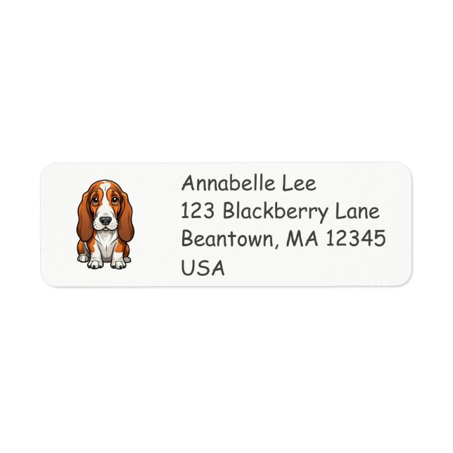 Etiqueta Basset Hound adorable (Frente)