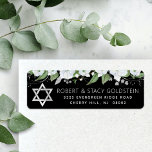 Etiqueta Bat Mitzvah Black Silver Floral Return Address<br><div class="desc">Estar orgulloso, regocijarse y celebrar este hito de su Bat Mitzvah favorito cada vez que use esta sofisticada y personalizada etiqueta de dirección de retorno! Una moda, impresionante, blanca y falsa purpurina plateada color de agua floral, el falso Relieve metalizado de plata Estrella de David, y sans blancos serif tipografía...</div>