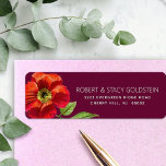 Etiqueta Bat Mitzvah Burgundy Floral Modern Return Address<br><div class="desc">Estar orgulloso, regocijarse y mostrar este hito de su Bat Mitzvah favorito con esta sofisticada y personalizada etiqueta de dirección de retorno! Una moda, una impresionante acuarela floral y un moderno serif de san dominan el fondo borgoñoso. Personalice el texto del personalizado con su nombre y dirección. ¡Garantizado para añadir...</div>