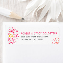 Etiqueta Bat Mitzvah Hot Pink Starburst Type Groovy Address