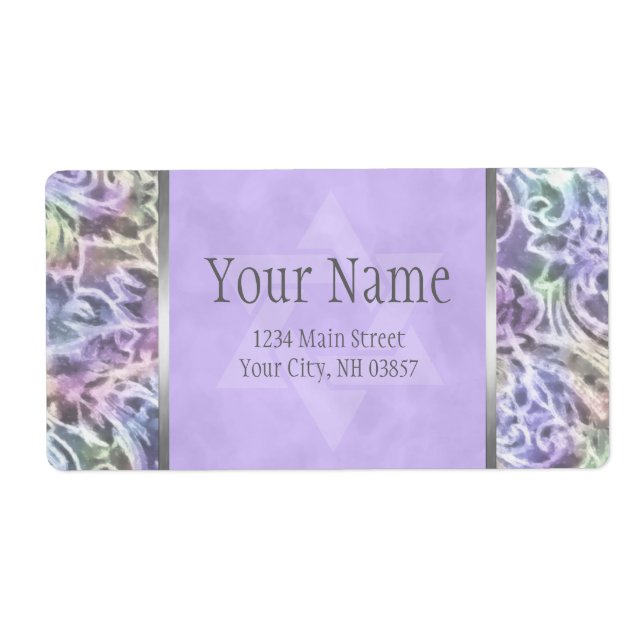 Etiqueta Bat Mitzvah Lavender Purple Art Design (Frente)