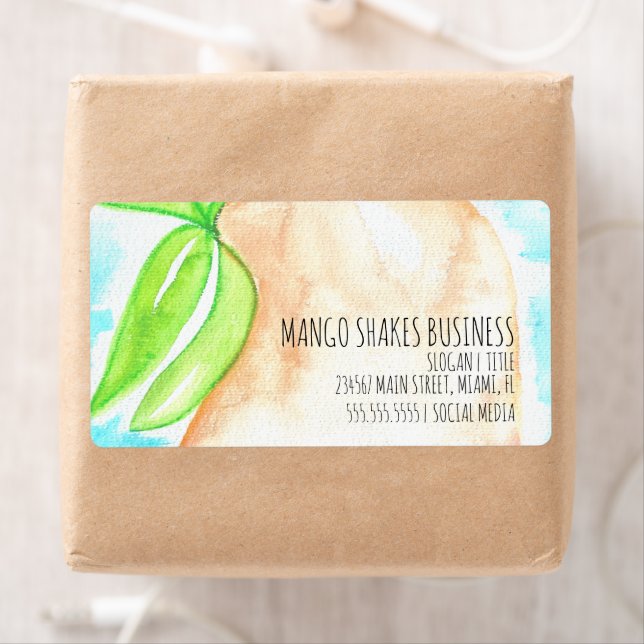 Etiqueta Batidos de Mango de Acuarela Pintados a Mano (In situ)