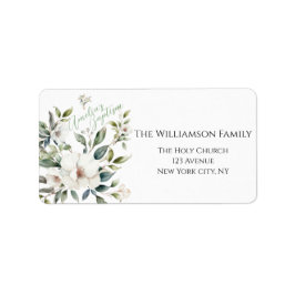 Etiqueta Bautismo floral verde sabio