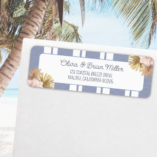 Etiqueta Beach House Blue Strip Dirección de retorno de Boh