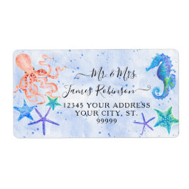 Etiqueta Beach Red Octopus Seahorse Starfish Baby Shower