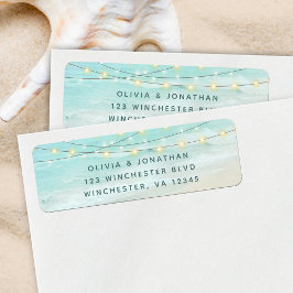 Etiqueta Beach String Lights Ocean Boda Return Address
