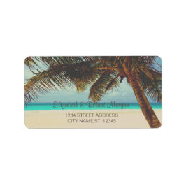 Etiqueta Beach Tropical, Palm Boda Label