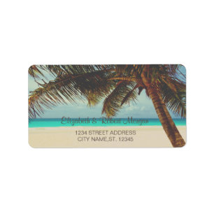 Etiqueta Beach Tropical, Palm Boda Label